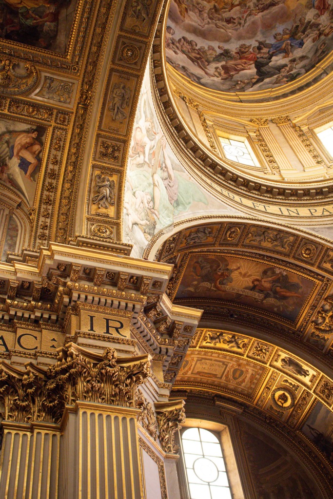Church ceiling in Rome, Italy March 2024