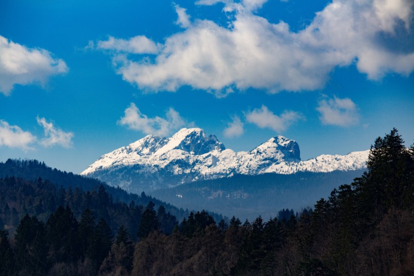 Julian Alps seen from Bled, Slovenia, March 2024