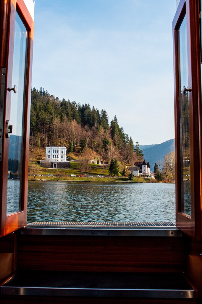 Views from a Pletna on Lake Bled in Bled, Slovenia, March 2024