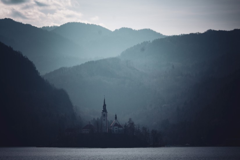 Bled Island on Lake Bled in Bled, Slovenia, March 2024