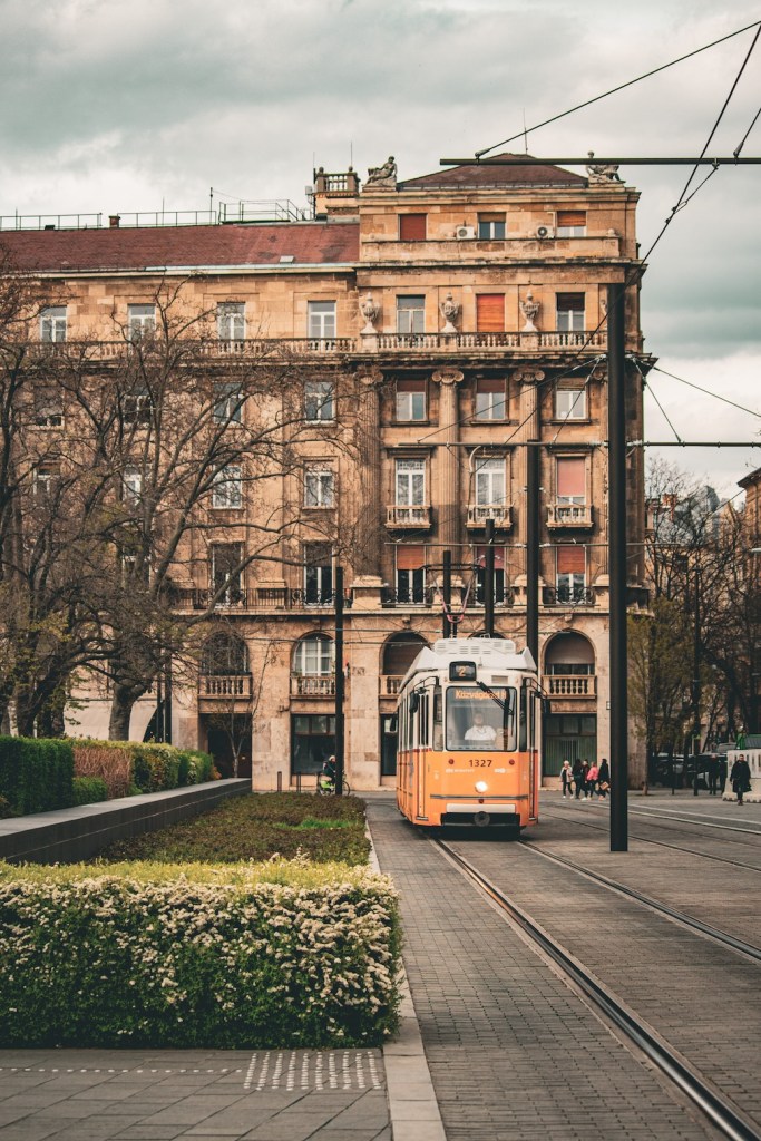 Tram number 2 in Budapest, Hungary, March 2024