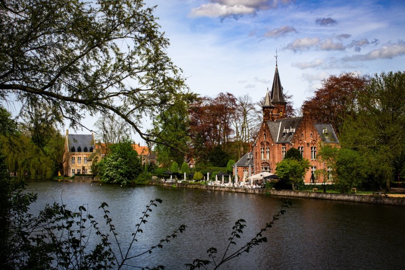 Minnewater park in Bruges, Belgium, April 2024